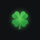 Glowing green four leaf clover icon representing free play